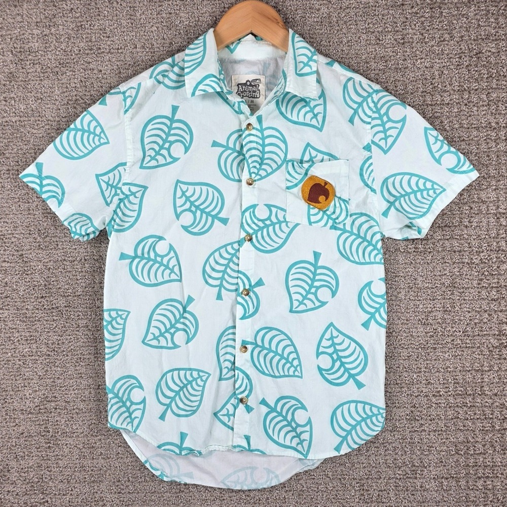 Cakeworthy Animal Crossing New Horizons Leaf Button Up Shirt Mens Medium